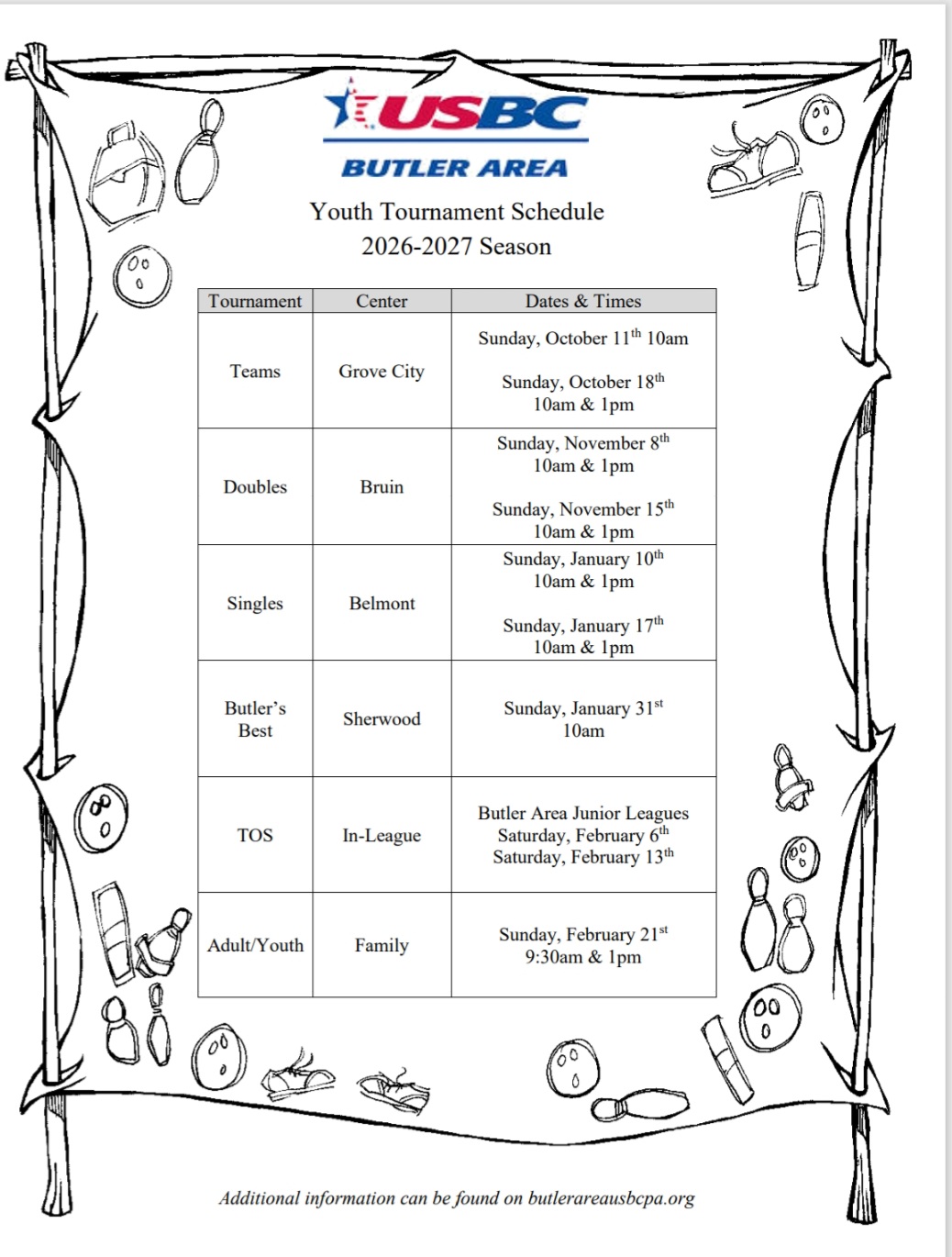 Butler Area Youth Tournaments